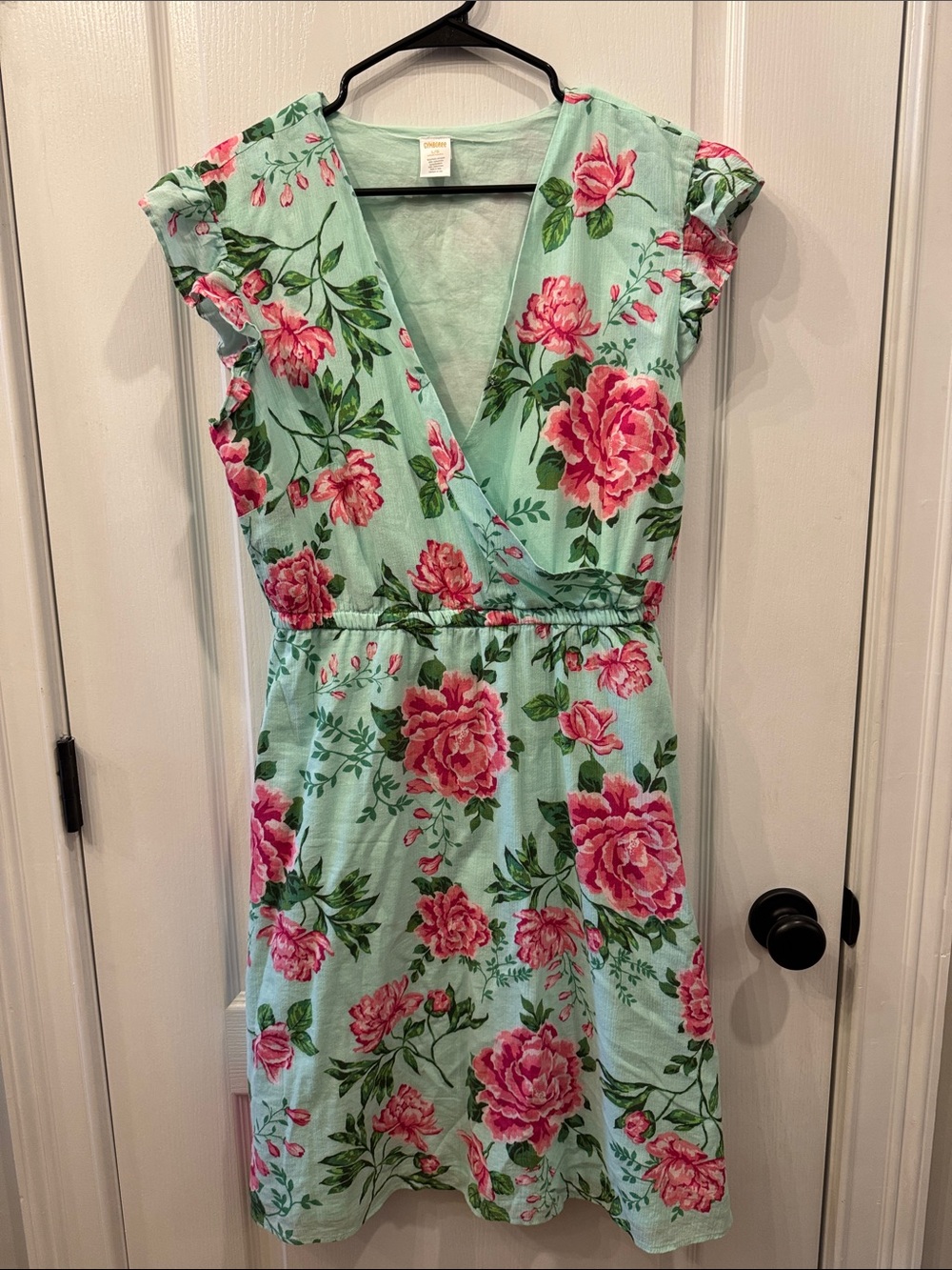 Gymboree Mint Floral Wrap Dress with Pink Roses